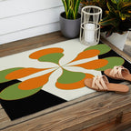 Mid-Century Modern Art 1.4 - Green & Orange Flower Outdoor Rug Gallery Image 2