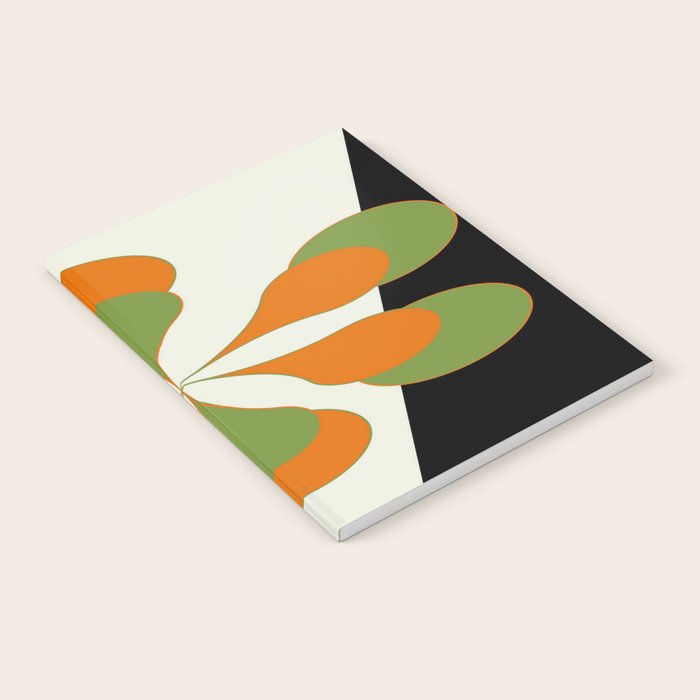Mid-Century Modern Art 1.4 - Green & Orange Flower Notebook Gallery Image 1