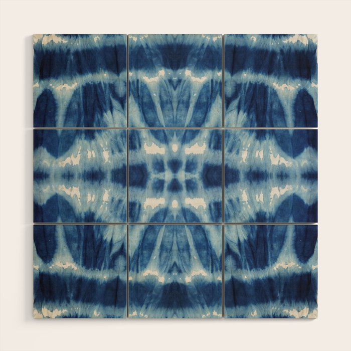 Tie Dye Blues Twos Wood Wall Art Gallery Image 1