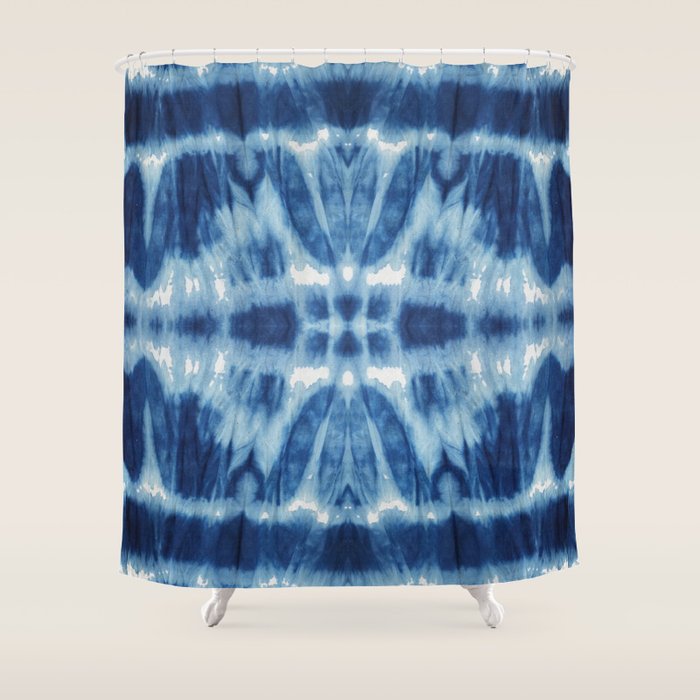 Tie Dye Blues Twos Shower Curtain