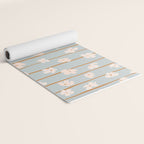 Peach flowers on green and orange vertical stripes background pattern Yoga Mat Gallery Image 2