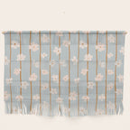 Peach flowers on green and orange vertical stripes background pattern Wall Hanging Gallery Image 1