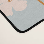 Peach flowers on green and orange vertical stripes background pattern Desk Mat Gallery Image 4