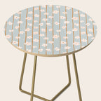 Peach flowers on green and orange vertical stripes background pattern Side Table Gallery Image 2