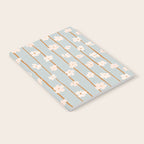 Peach flowers on green and orange vertical stripes background pattern Notebook Gallery Image 2