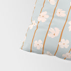 Peach flowers on green and orange vertical stripes background pattern Pillow Sham Gallery Image 4