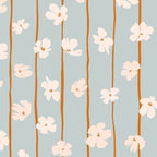 Peach flowers on green and orange vertical stripes background pattern Coffee Mug Gallery Image 2