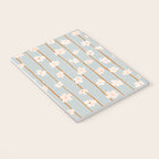 Peach flowers on green and orange vertical stripes background pattern Notebook Gallery Image 3
