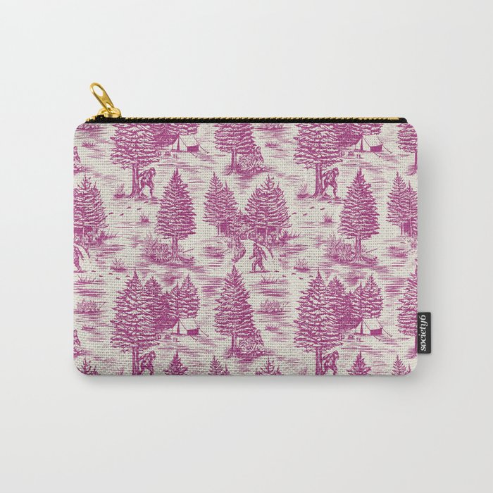 Magenta Bigfoot / Sasquatch Toile de Jouy Carry All Pouch Gallery Image 1