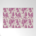 Magenta Bigfoot / Sasquatch Toile de Jouy Welcome Mat Gallery Image 1