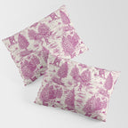 Magenta Bigfoot / Sasquatch Toile de Jouy Pillow Sham Gallery Image 3