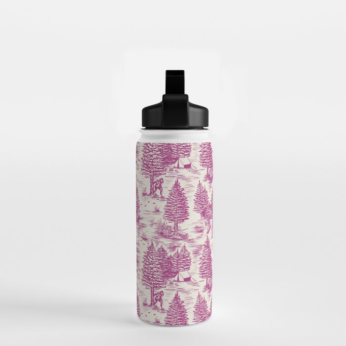 Magenta Bigfoot / Sasquatch Toile de Jouy Water Bottle Gallery Image 2