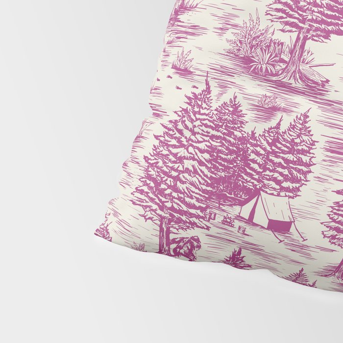 Magenta Bigfoot / Sasquatch Toile de Jouy Pillow Sham Gallery Image 4