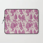 Magenta Bigfoot / Sasquatch Toile de Jouy Laptop Sleeve Gallery Image 1