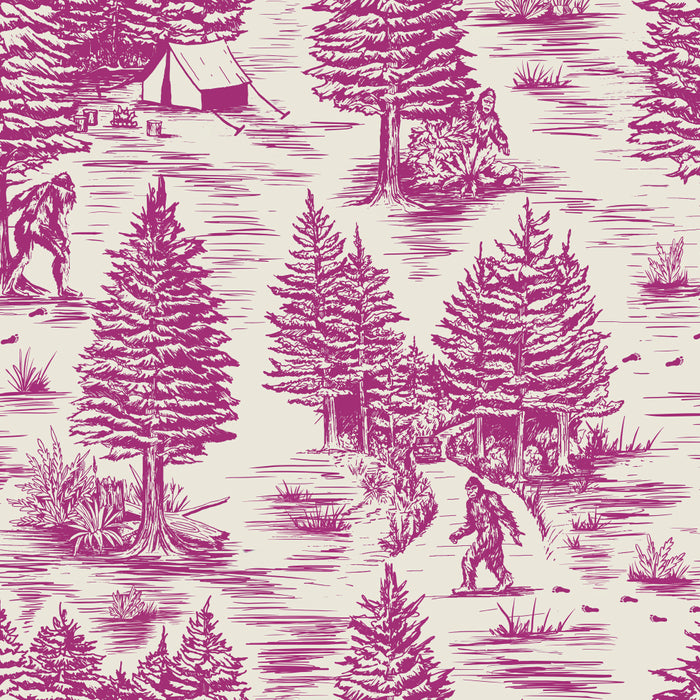 Magenta Bigfoot / Sasquatch Toile de Jouy Coffee Mug Gallery Image 2