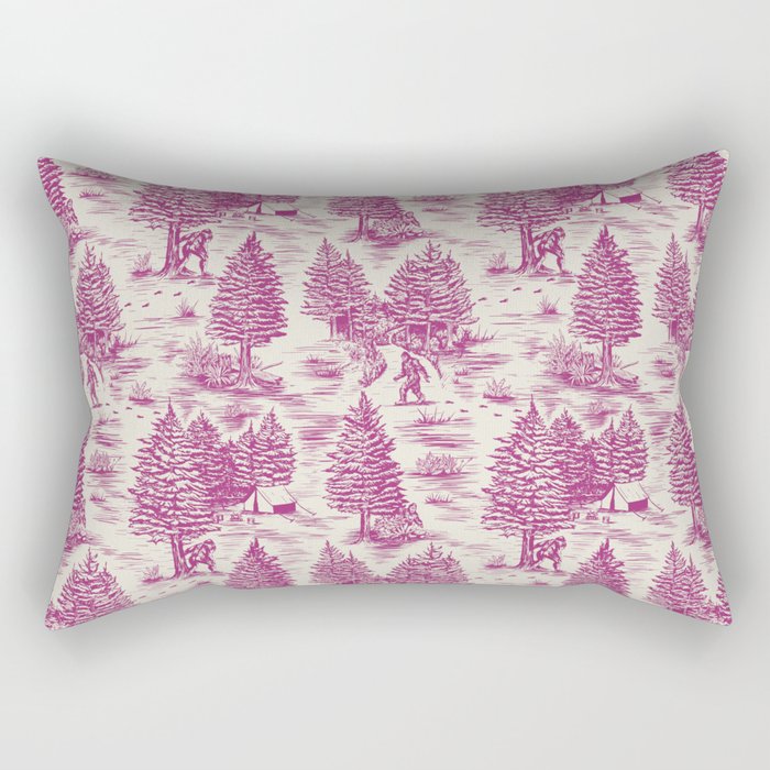 Magenta Bigfoot / Sasquatch Toile de Jouy Rectangular Pillow Gallery Image 2