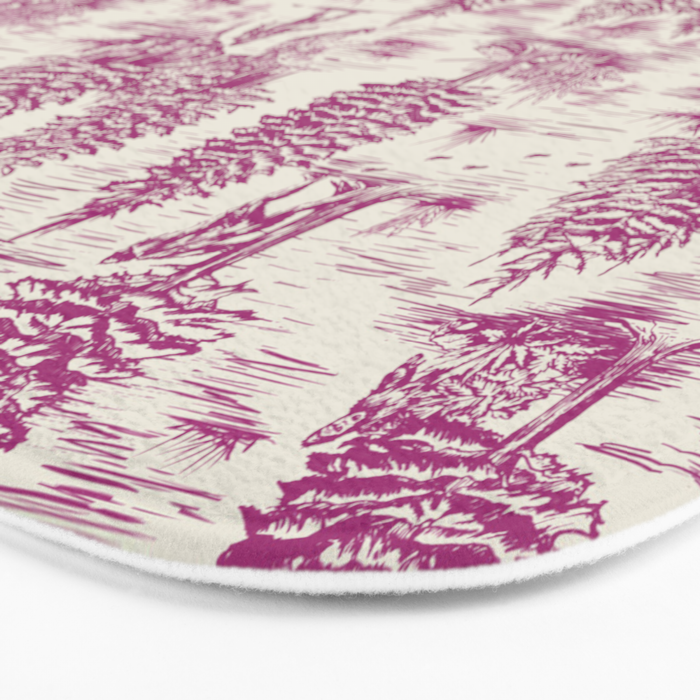 Magenta Bigfoot / Sasquatch Toile de Jouy Bath Mat Gallery Image 3