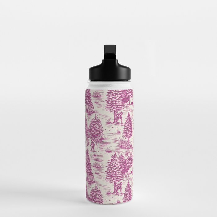 Magenta Bigfoot / Sasquatch Toile de Jouy Water Bottle Gallery Image 3