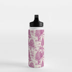 Magenta Bigfoot / Sasquatch Toile de Jouy Water Bottle Gallery Image 3