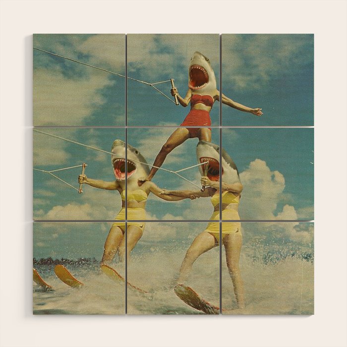 On Evil Beach - Shark Attack Wood Wall Art Gallery Image 1
