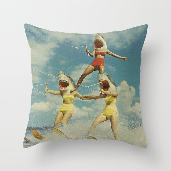On Evil Beach - Shark Attack Throw Pillow Gallery Image 6