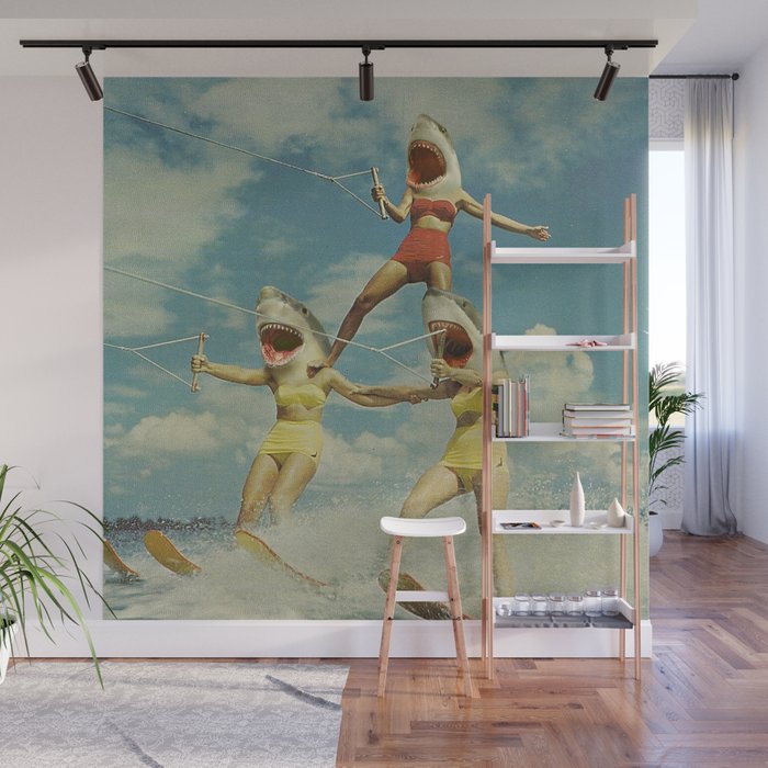On Evil Beach - Shark Attack Wall Mural Gallery Image 1