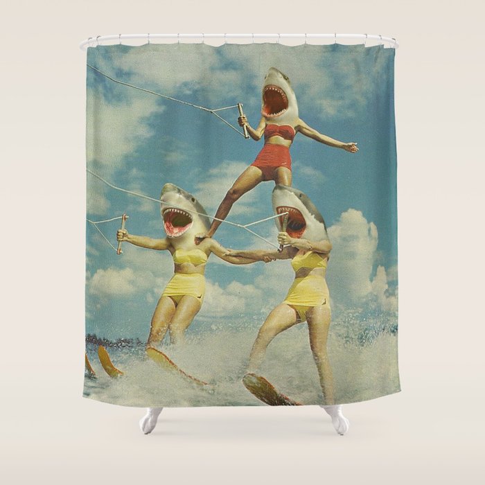 On Evil Beach - Shark Attack Shower Curtain Gallery Image 1