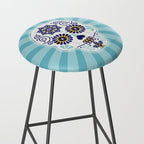 DÃ­a de Muertos â¢ Mexican Sugar Skull - Baby Blue Palette Stool Gallery Image 2