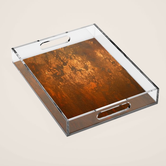 Earthy Rust Copper and Bronze Japandi Art Acrylic Tray Gallery Image 1