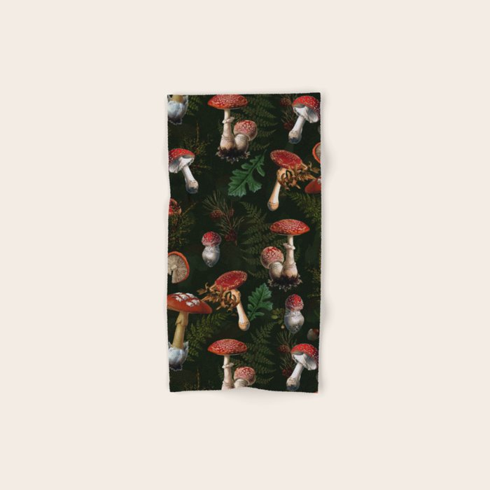 Vintage Dark Night Mushroom Forest Bath Towel Gallery Image 1