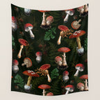 Vintage Dark Night Mushroom Forest Wall Tapestry Gallery Image 4