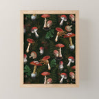 Vintage Dark Night Mushroom Forest Mini Art Print Gallery Image 1