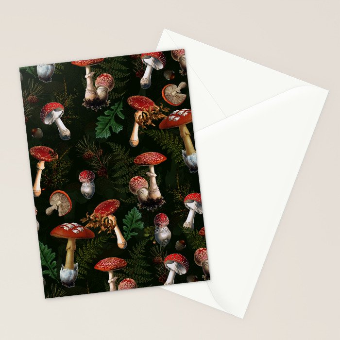 Vintage Dark Night Mushroom Forest Stationery Card Gallery Image 2