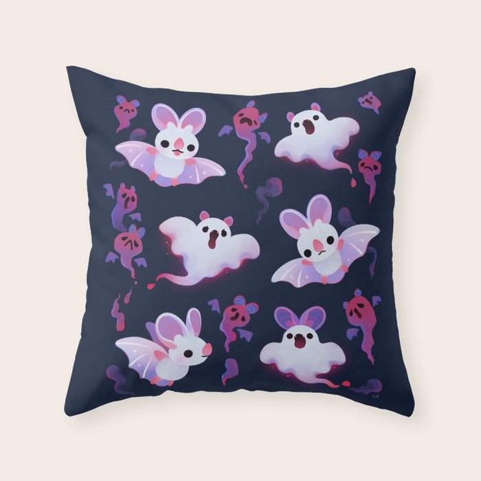 Ghost bat Throw Pillow Gallery Image 6