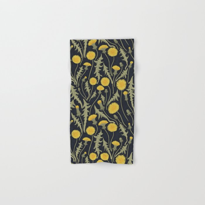 Dandelions, green, yellow and black Bath Towel Gallery Image 1