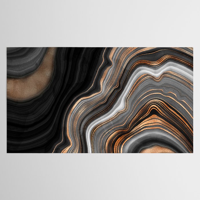 Elegant black marble with gold and copper veins Tablecloth Gallery Image 2