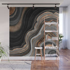 Elegant black marble with gold and copper veins Wall Mural Gallery Image 1