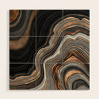 Elegant black marble with gold and copper veins Wood Wall Art Gallery Image 1