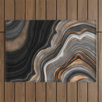 Elegant black marble with gold and copper veins Outdoor Rug Gallery Image 1