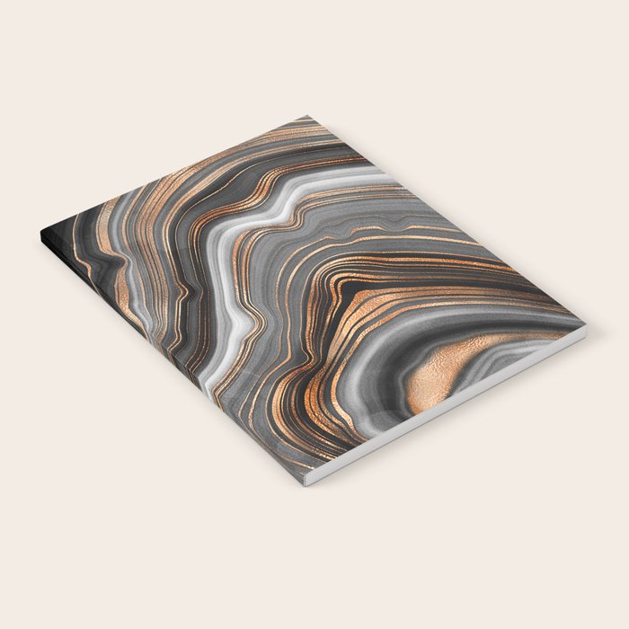 Elegant black marble with gold and copper veins Notebook Gallery Image 2