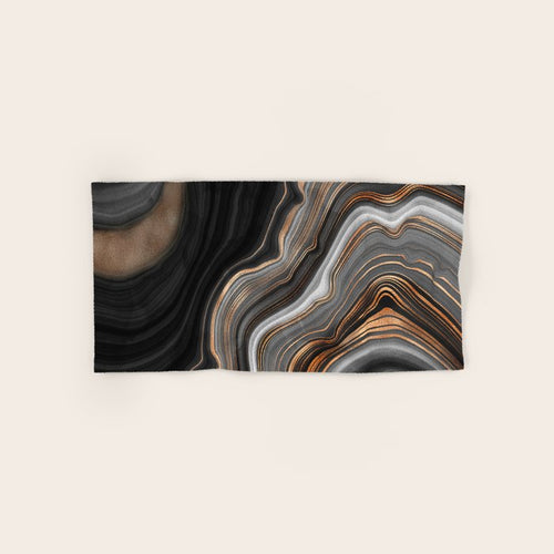 Elegant Black Marble With Gold And Copper Veins Bath Towel