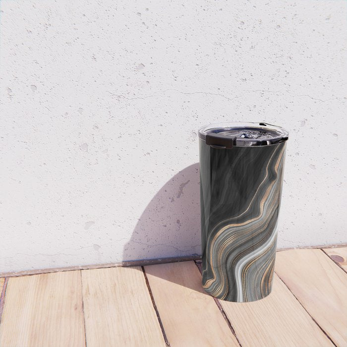 Elegant black marble with gold and copper veins Travel Mug Gallery Image 4