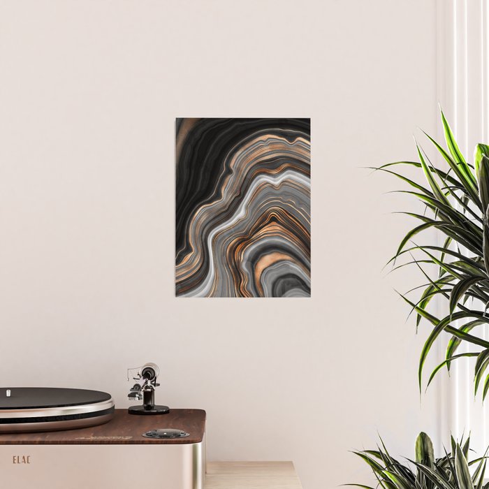 Elegant black marble with gold and copper veins Poster Gallery Image 2