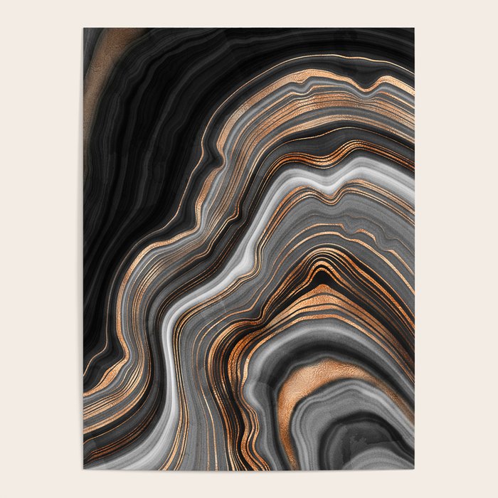 Elegant black marble with gold and copper veins Poster Gallery Image 4