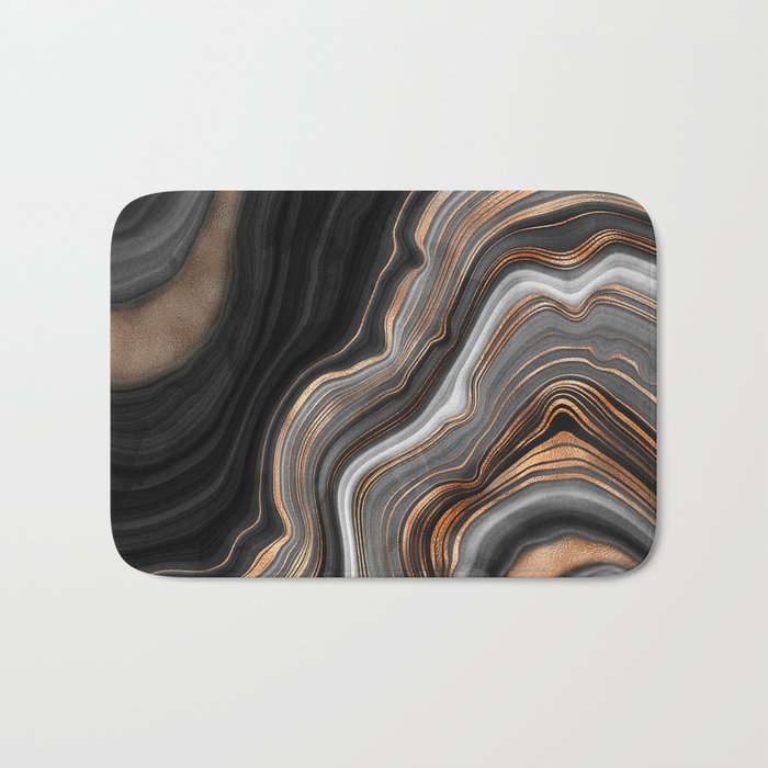 Elegant black marble with gold and copper veins Bath Mat Gallery Image 1