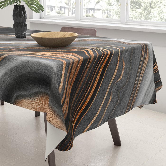 Elegant black marble with gold and copper veins Tablecloth Gallery Image 3