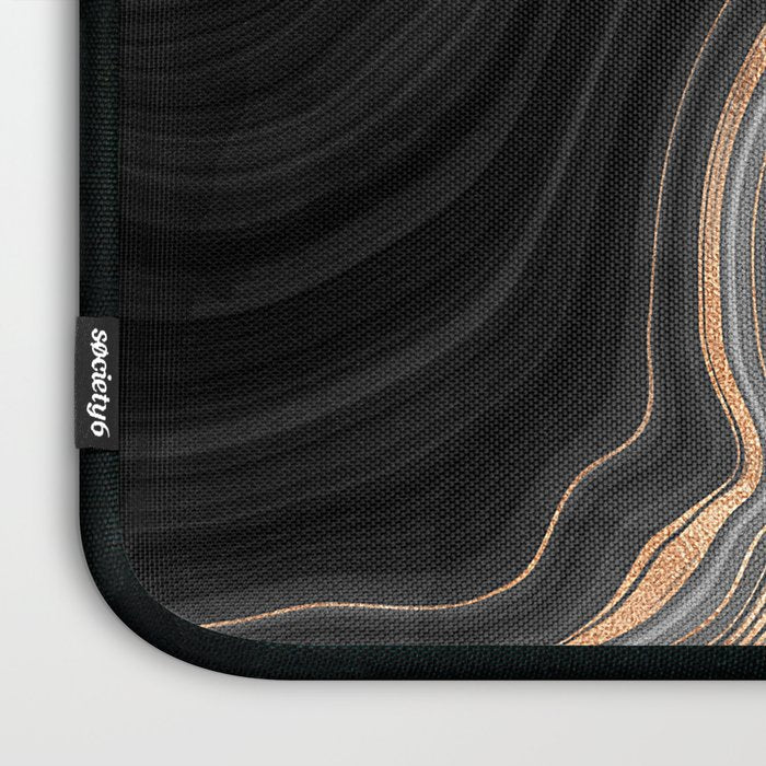 Elegant black marble with gold and copper veins Laptop Sleeve Gallery Image 3