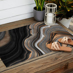 Elegant black marble with gold and copper veins Outdoor Rug Gallery Image 2