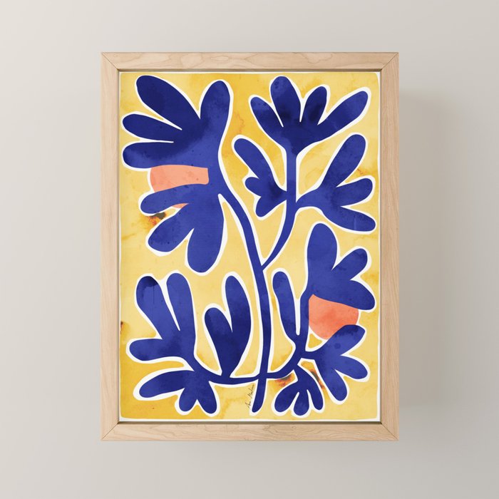Inspiration Matisse blue leaves Mini Art Print Gallery Image 1