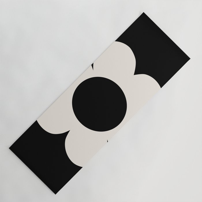 La Fleur | 06 - Retro Floral Print Black And White Flower Yoga Mat Gallery Image 1
